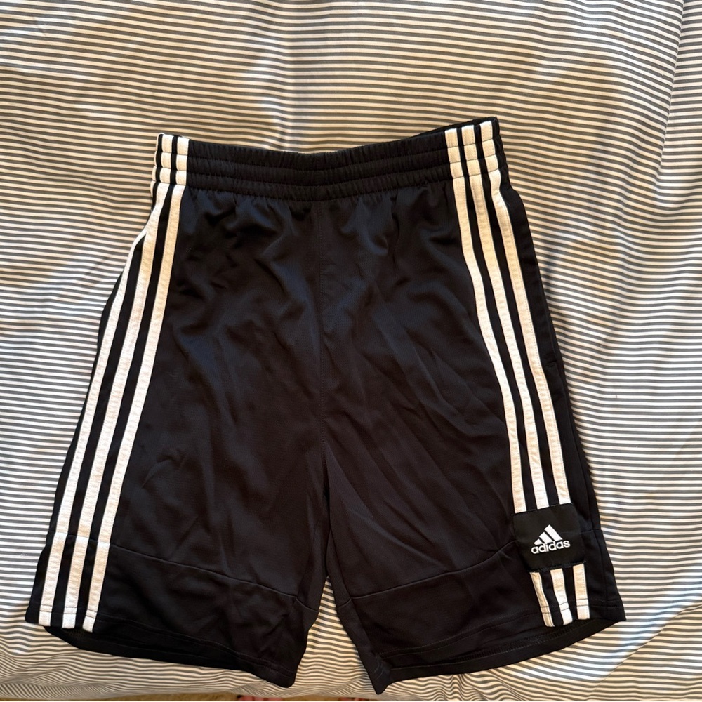 Adidas Black Shorts with White Accents